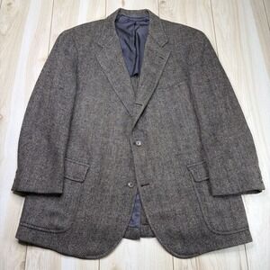 VTG Brooks Brothers Half-Lined Tweed Wool Herringbone Blazer Mens 44R Sport Coat